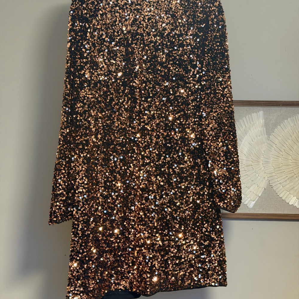 H&M Black and Gold Sequin Mini Dress - Sparkling Party Dress